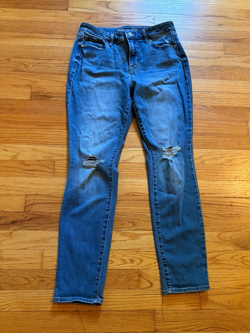 Old Navy Blue Skinny Jeans with Knee Distress